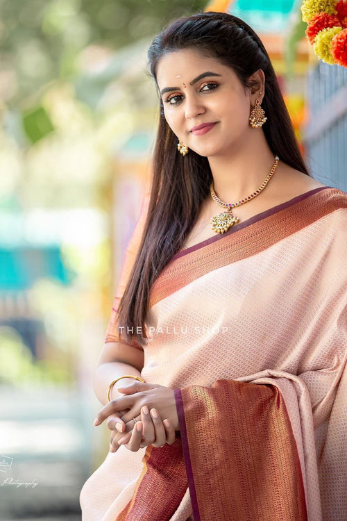 Load image into Gallery viewer, Pleasurable Beige Soft Silk Saree with Serendipity Blouse Piece

