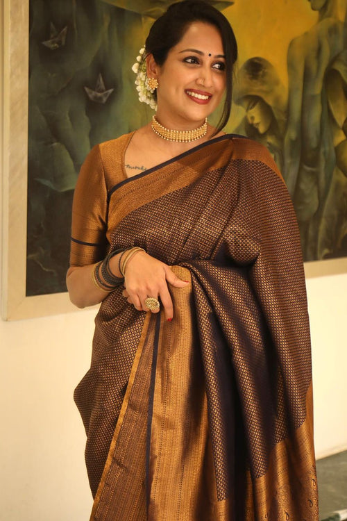 Load image into Gallery viewer, Fantabulous Black Soft Silk Saree with Incomparable Blouse Piece
