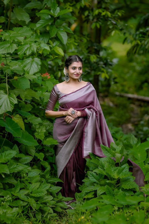 Load image into Gallery viewer, Snazzy Brown Soft Silk Saree with Tempting Blouse Piece
