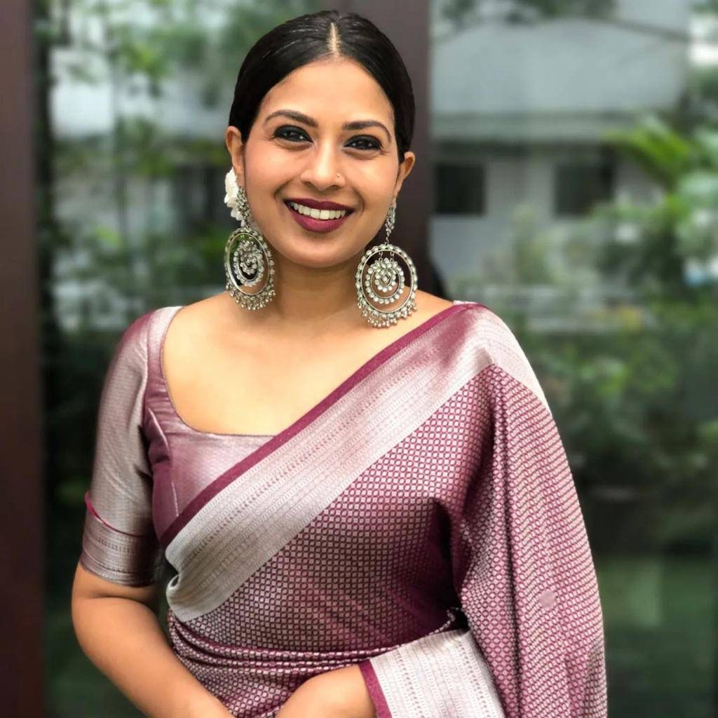 Unequalled Brown Soft Silk Saree with Scintilla Blouse Piece