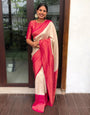 Deserving Off White Soft Silk Saree with Energetic Blouse Piece