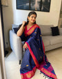 Demanding Blue Soft Banarasi Silk Saree With Intricate Blouse Piece