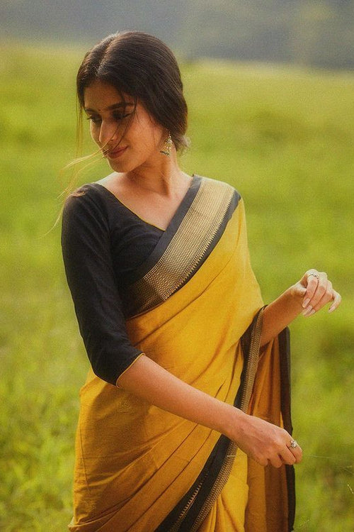 Load image into Gallery viewer, Lovely Yellow Soft Banarasi Silk Saree With Gleaming Blouse Piece
