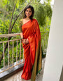 Evanescent Red Soft Silk Saree with Forbearance Blouse Piece