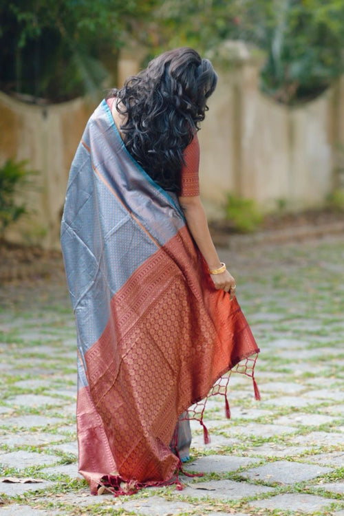 Load image into Gallery viewer, Murmurous Firozi Soft Silk Saree with Super Glittering Blouse Piece
