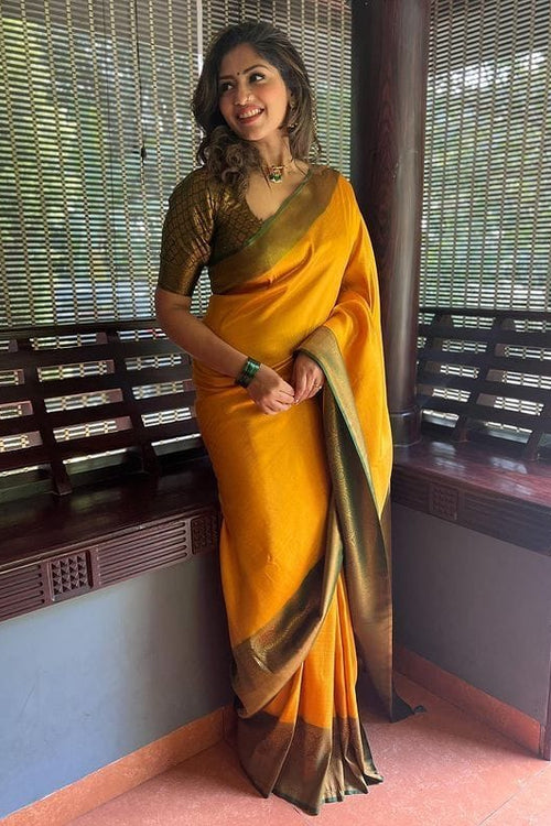 Load image into Gallery viewer, Dazzling Yellow Soft Silk Saree with Beautiful Blouse Piece
