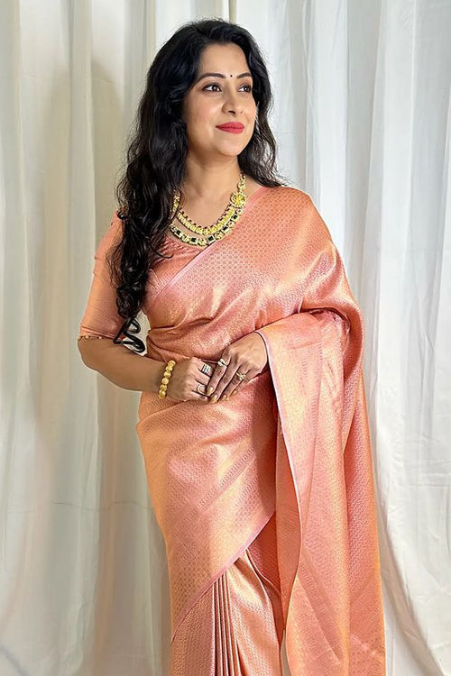 Load image into Gallery viewer, Splendorous Baby Pink Soft Silk Saree With Scintilla Blouse Piece
