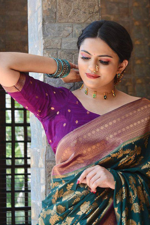 Load image into Gallery viewer, Precious Rama Soft Banarasi Silk Saree With Sizzling Blouse Piece
