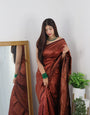 Ravishing Maroon Soft Silk Saree With Girlish Blouse Piece
