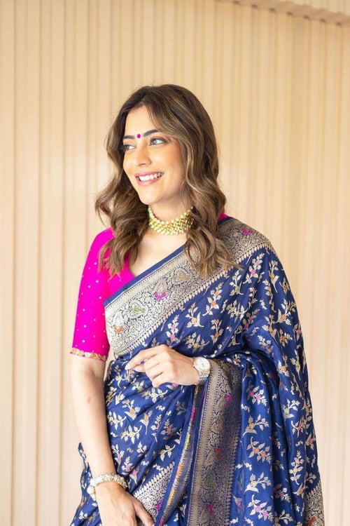 Load image into Gallery viewer, Deserving Blue Soft Banarasi Silk Saree With Beautiful Blouse Piece
