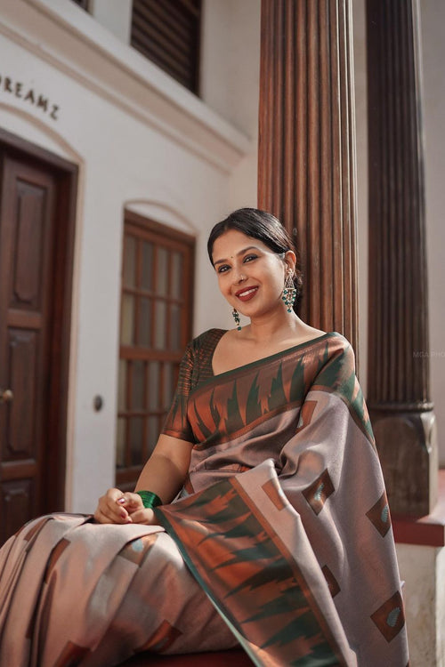 Load image into Gallery viewer, Fragrant Grey Soft Silk Saree With Snappy Blouse Piece
