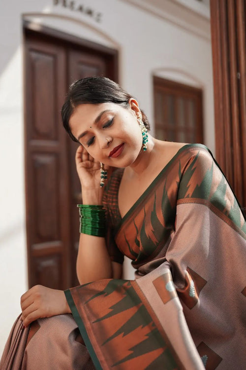 Load image into Gallery viewer, Fragrant Grey Soft Silk Saree With Snappy Blouse Piece
