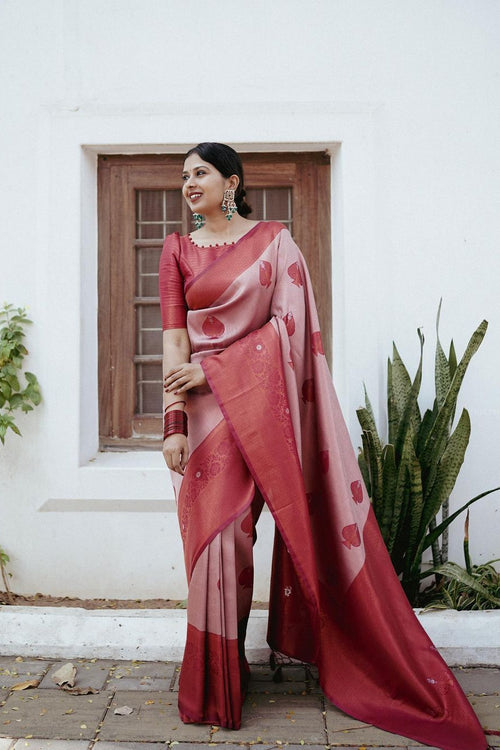 Load image into Gallery viewer, Magnetic Pink Soft Silk Saree With Snappy Blouse Piece
