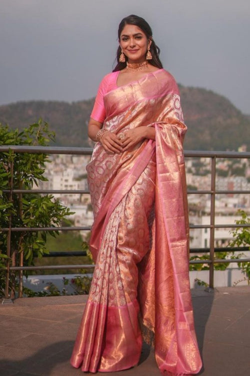 Load image into Gallery viewer, Attractive Pink Soft Banarasi Silk Saree With Impressive Blouse Piece
