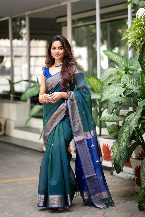 Load image into Gallery viewer, Outstanding Rama Soft Silk Saree With Impressive Blouse Piece
