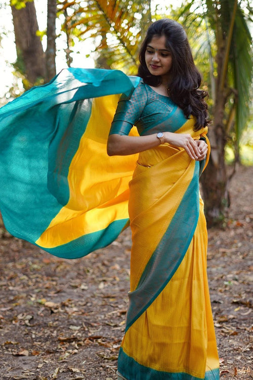 Load image into Gallery viewer, Sensational Yellow Soft Silk Saree With Angelic Blouse Piece
