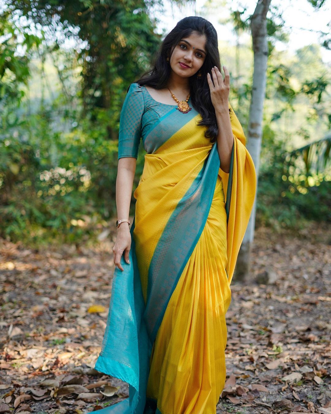 SF-Yellow color Soft Lichi Silk saree - New In - Indian