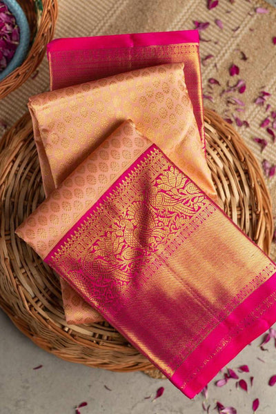 Mellifluous Peach Soft Banarasi Silk Saree With Evocative Blouse Piece