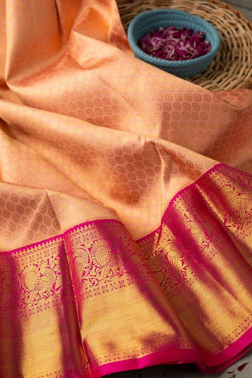 Load image into Gallery viewer, Mellifluous Peach Soft Banarasi Silk Saree With Evocative Blouse Piece
