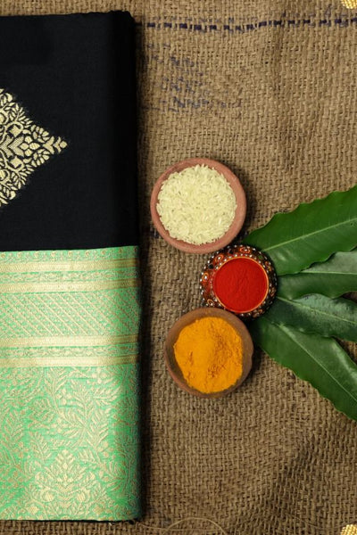 Capricious Black Soft Silk Saree With Attractive Blouse Piece