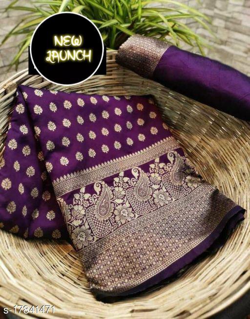 Divine Purple Soft Banarasi Silk Saree With Bewitching Blouse Piece