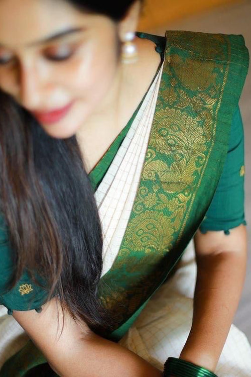 Load image into Gallery viewer, Beauteous Off White Soft Banarasi Silk Saree With Desirable Blouse Piece
