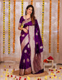 Splendorous Purple Soft Banarasi Silk Saree With Luxuriant Blouse Piece