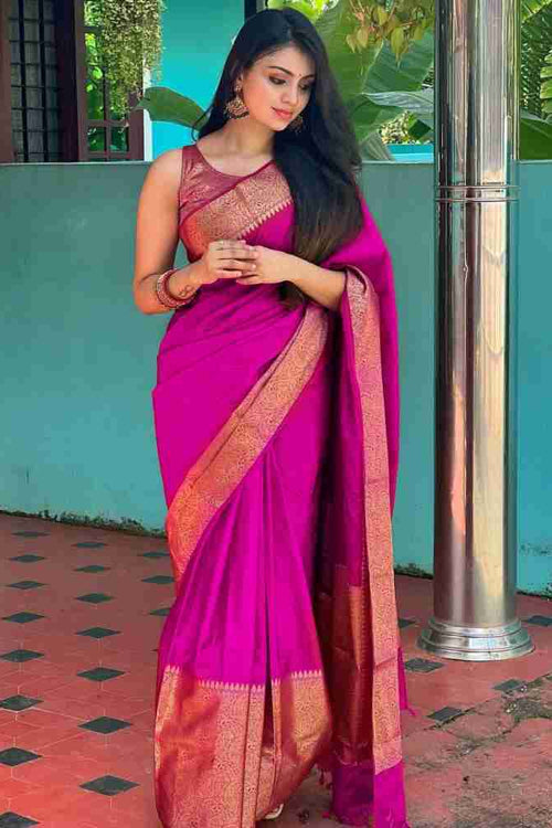 Load image into Gallery viewer, Adorning Dark Pink Soft Silk Saree With Hypnotic Blouse Piece
