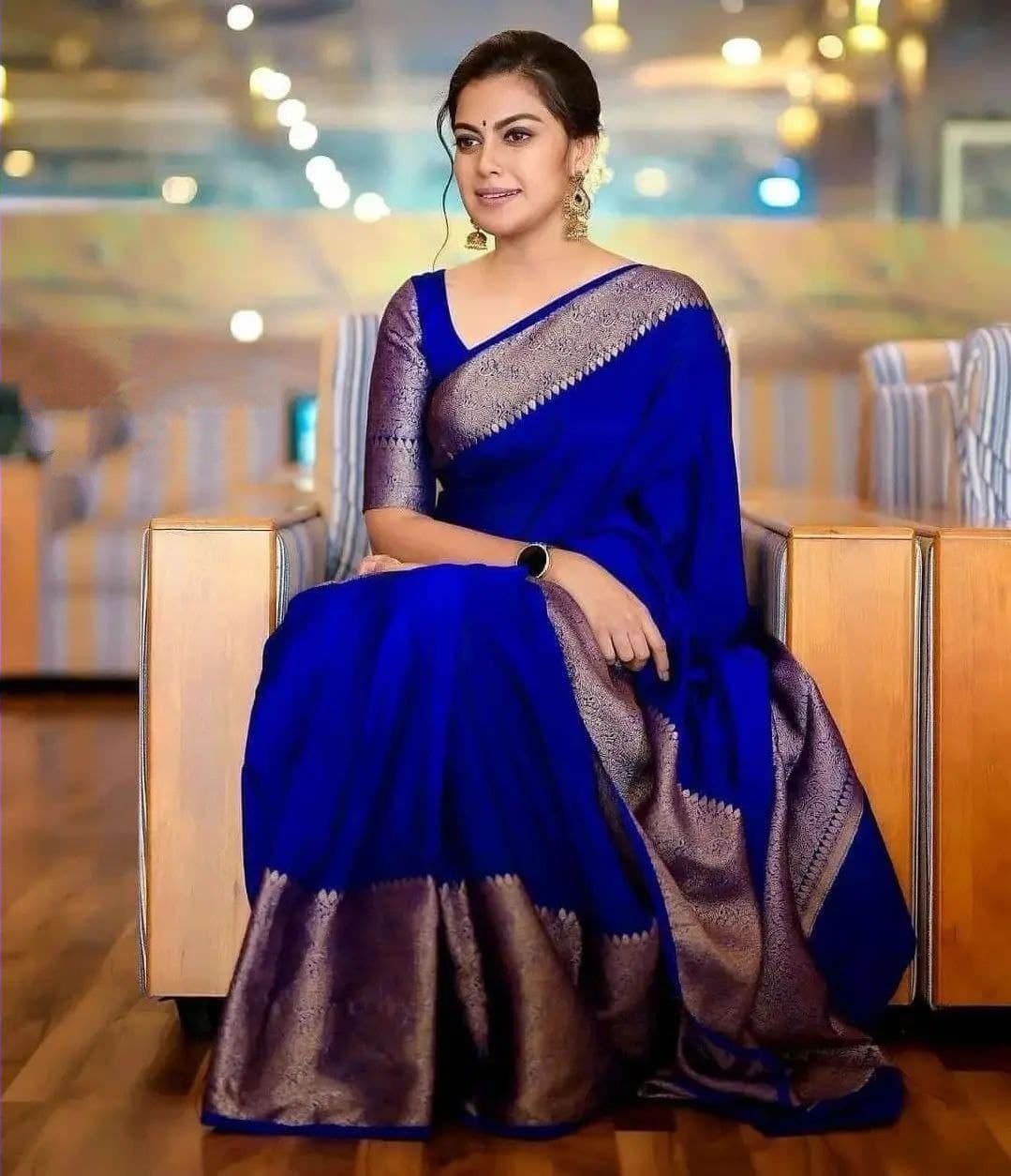 Royal Blue Saree Blouse | Blue Saree | Royal Blue Saree Online – Lady India