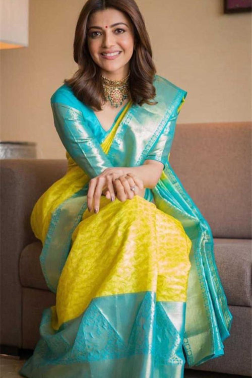 Load image into Gallery viewer, Pretty Yellow Soft Silk Saree With Extraordinary Blouse Piece
