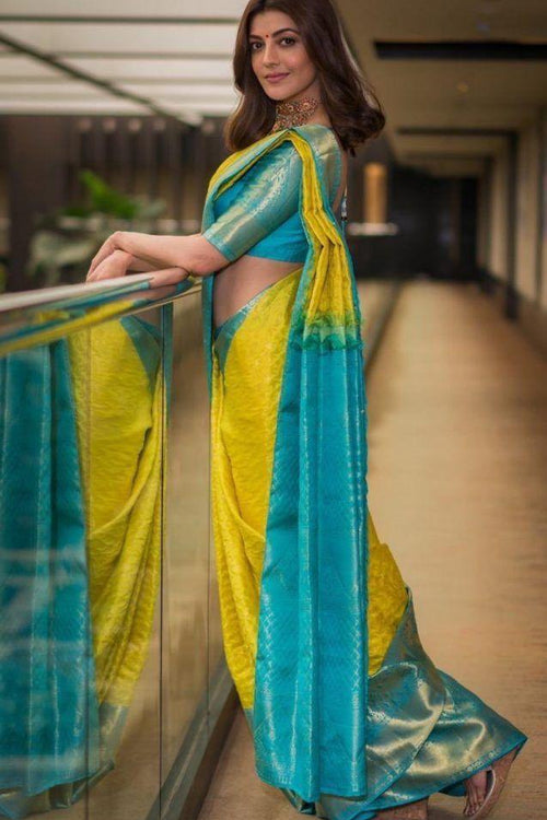 Load image into Gallery viewer, Pretty Yellow Soft Silk Saree With Extraordinary Blouse Piece
