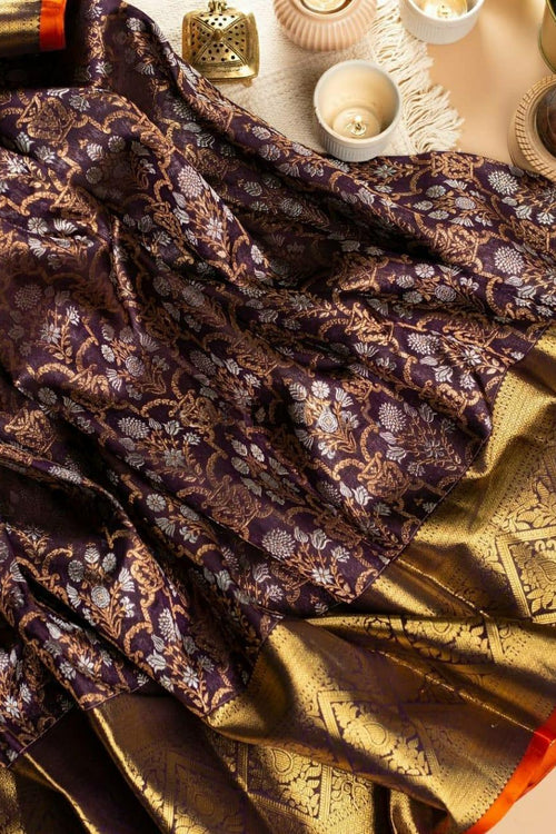 Load image into Gallery viewer, Incomparable Wine Soft Banarasi Silk Saree With Luxuriant Blouse Piece
