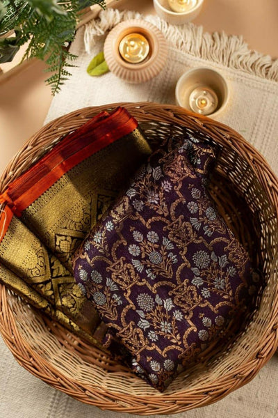 Incomparable Wine Soft Banarasi Silk Saree With Luxuriant Blouse Piece