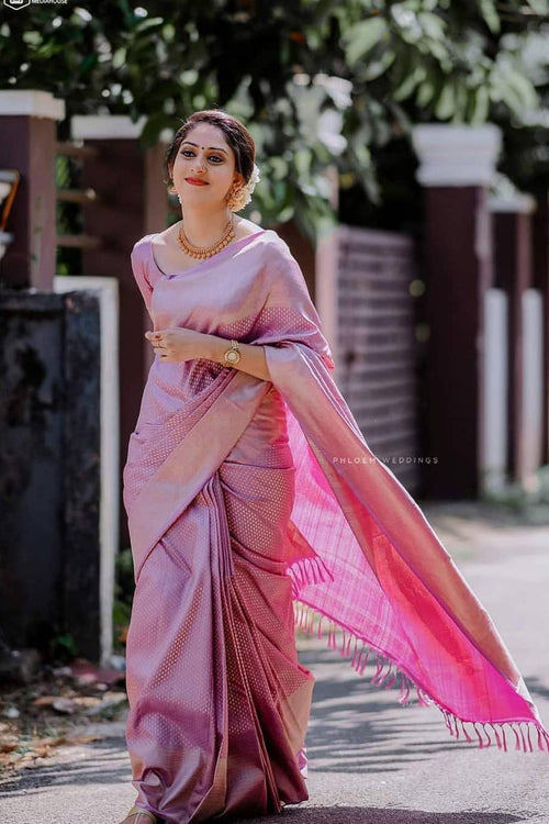 Load image into Gallery viewer, Quintessential Pink Soft Silk Saree With Petrichor Blouse Piece
