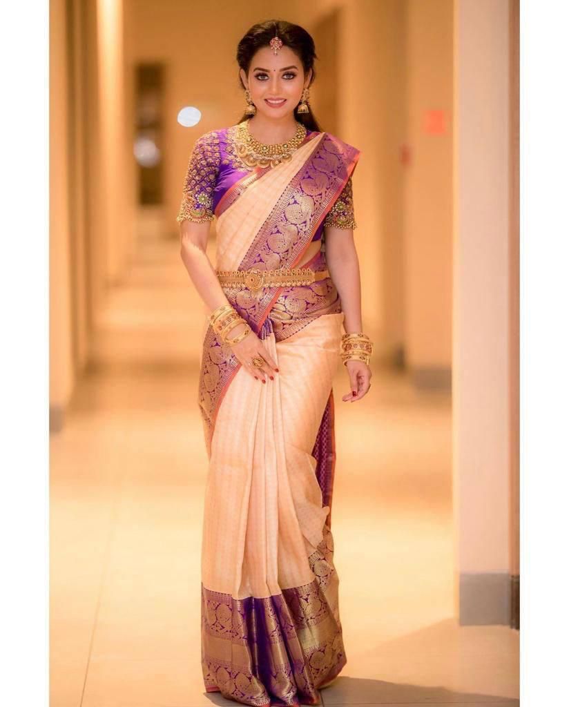 Maroon Soft Silk Kanjivaram Wedding Saree With Blouse – Peachpiper.in