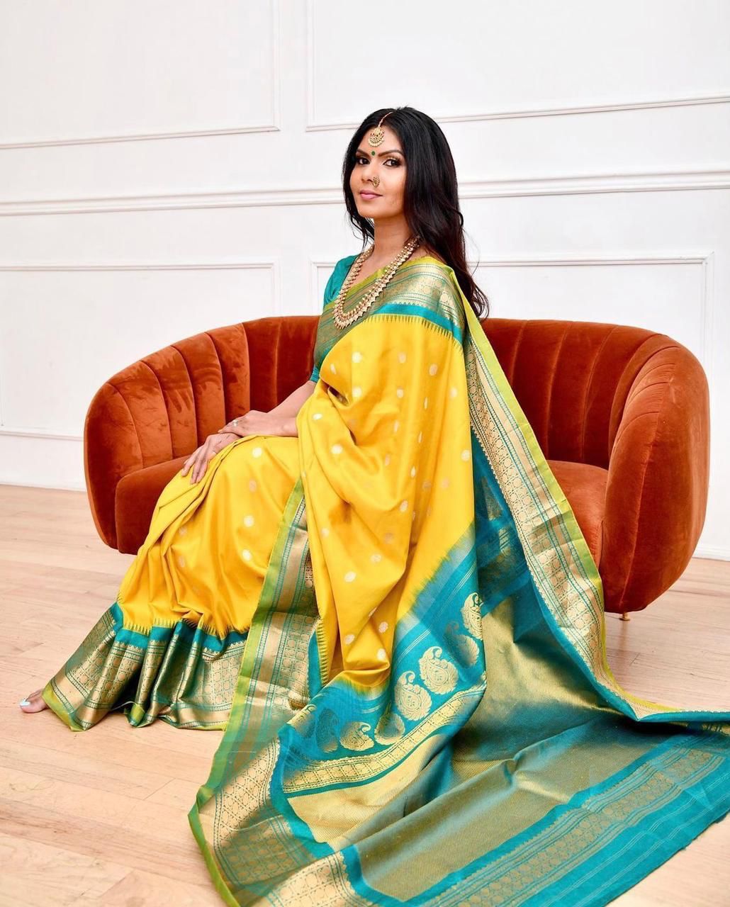 Staring Yellow Soft Banarasi Silk Saree With Charming Blouse Piece