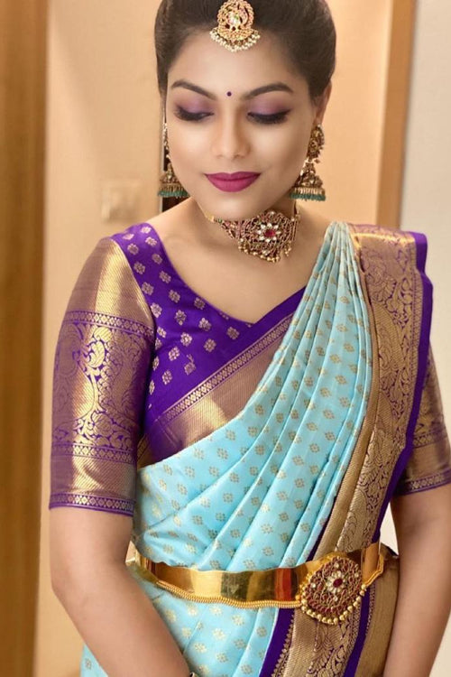 Load image into Gallery viewer, Unique Firozi Soft Banarasi Silk Saree With Awesome Blouse Piece
