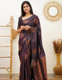 Unequalled Purple Soft Silk Saree With Scrumptious Blouse Piece