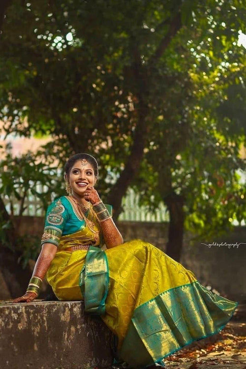 Load image into Gallery viewer, Magnetic Yellow Soft Banarasi Silk Saree With Scintilla Blouse Piece
