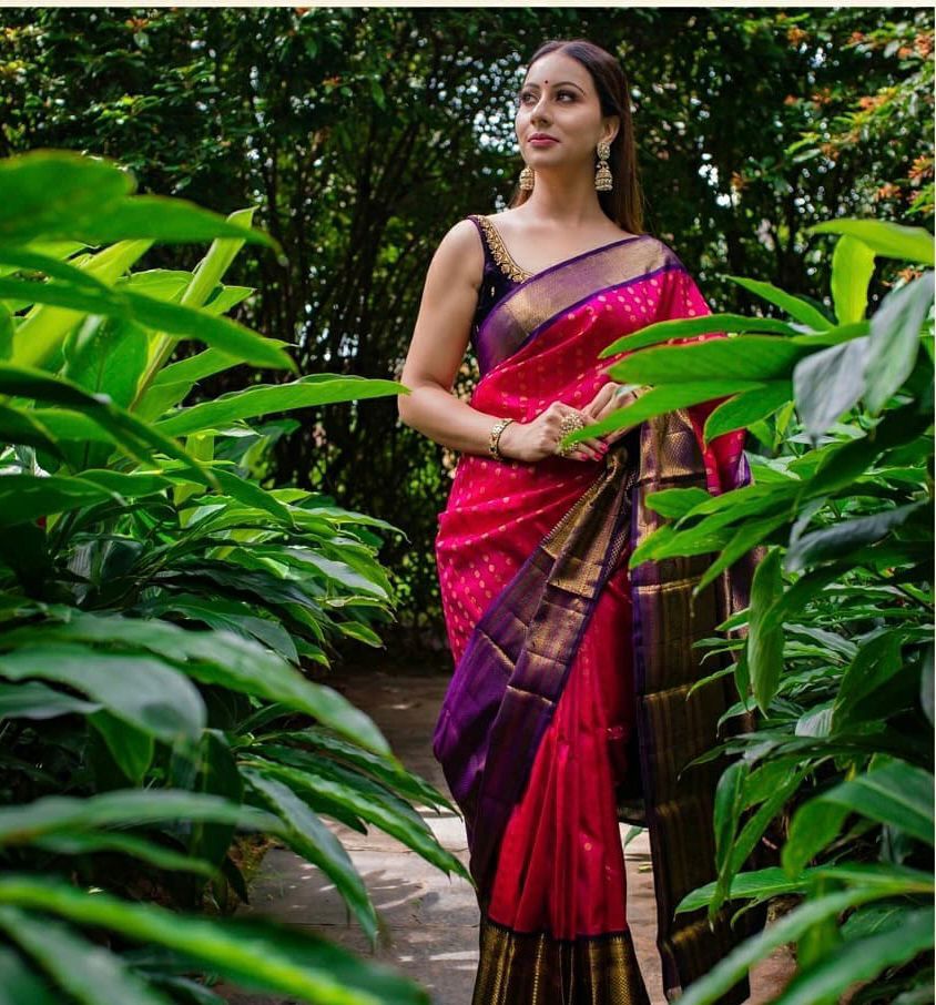 Precious Dark Pink Soft Banarasi Silk Saree With Ideal Blouse Piece