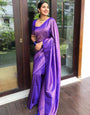 Glittering Blue Soft Silk Saree With Devastating Blouse Piece