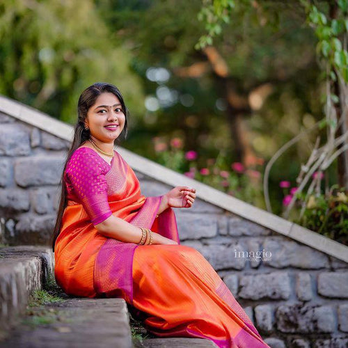 Load image into Gallery viewer, Extraordinary Orange Soft Silk Saree With Alluring Blouse Piece
