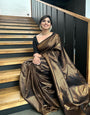 Exuberant Black Soft Silk Saree With Tempting Blouse Piece