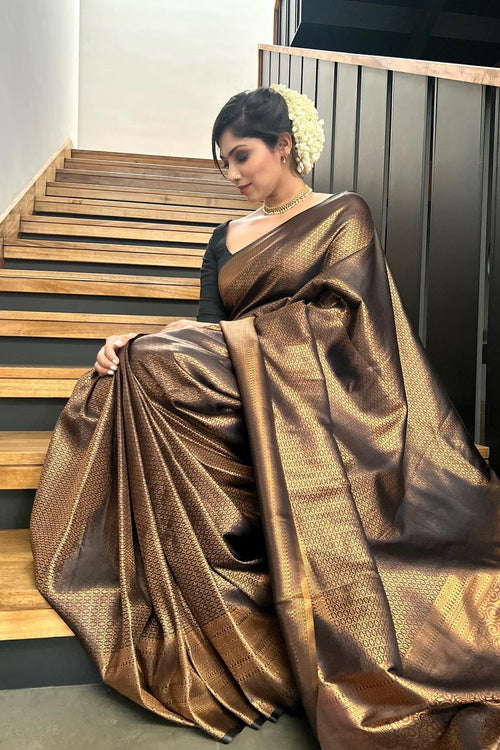 Load image into Gallery viewer, Exuberant Black Soft Silk Saree With Tempting Blouse Piece
