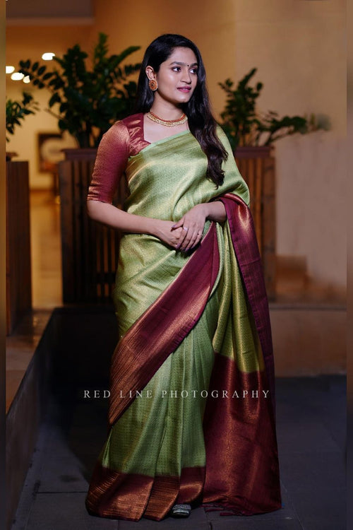 Load image into Gallery viewer, Traditional Green Soft Silk Saree With Ideal Blouse Piece
