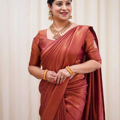 Load image into Gallery viewer, Staring Maroon Soft Silk Saree With Blissful Blouse Piece
