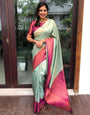 Admirable Sea Green Soft Silk Saree With Angelic Blouse Piece