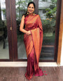 Murmurous Wine Soft Silk Saree With Nemesis Blouse Piece