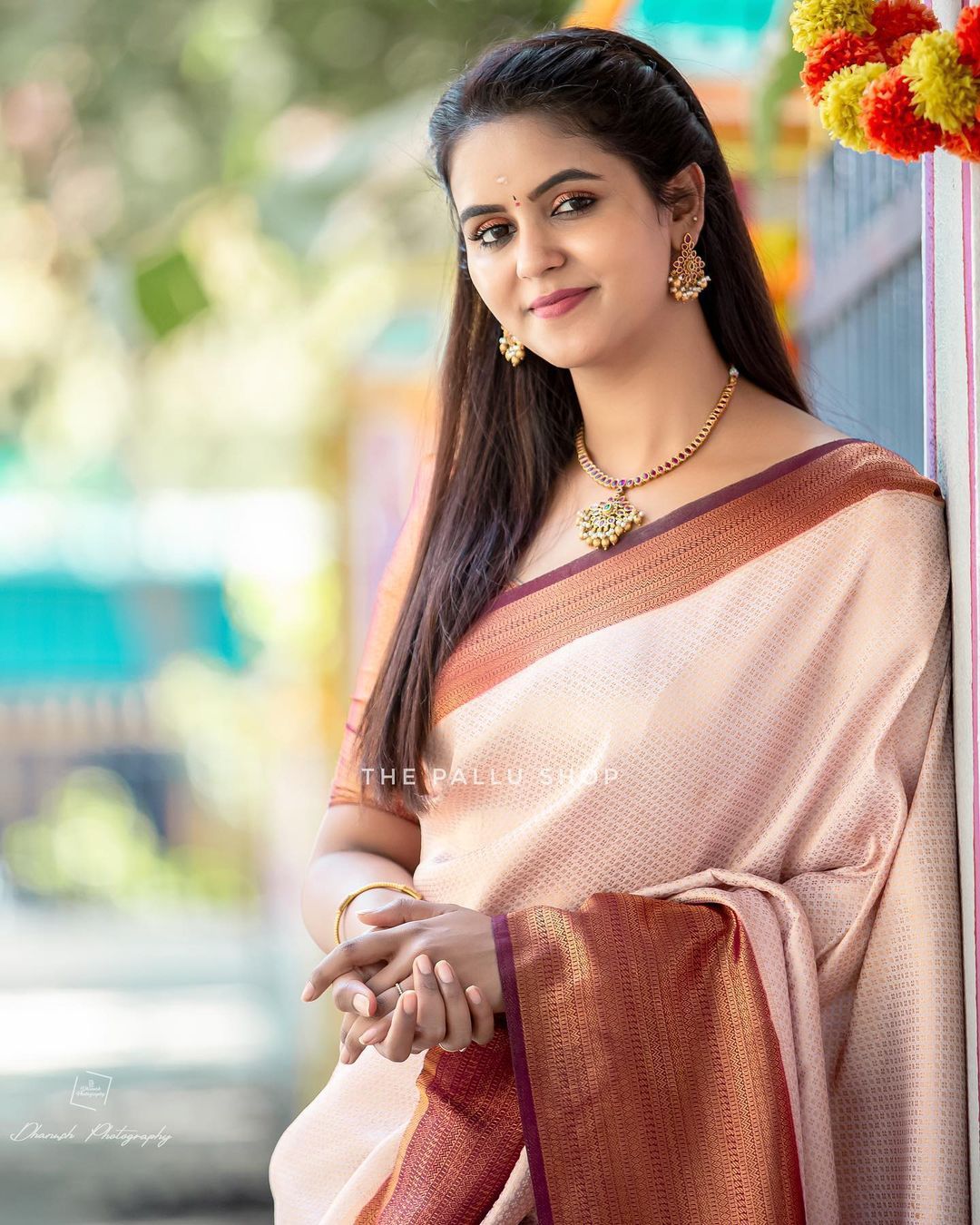 Pleasurable Beige Soft Silk Saree with Serendipity Blouse Piece