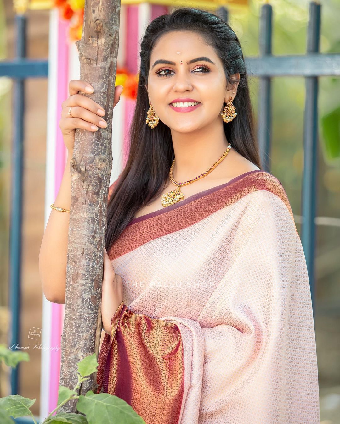 Pleasurable Beige Soft Silk Saree with Serendipity Blouse Piece